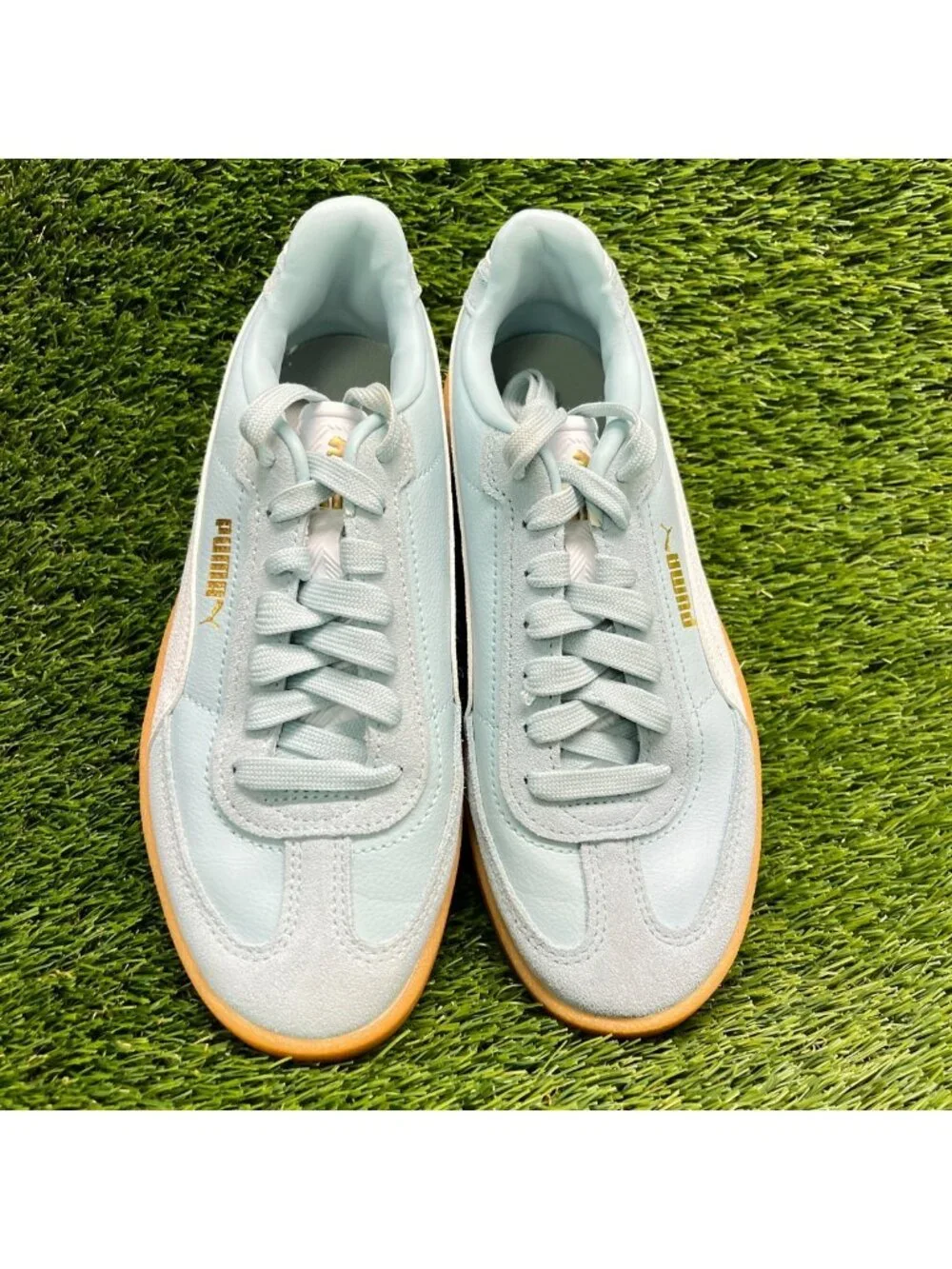 Puma Club II Era Womens Size 5.5 Light Blue Gum Athletic Leather Shoes Sneakers